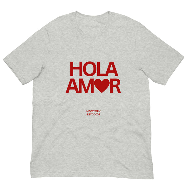 Hola Amor N.º 1 Gris y rosa Camiseta unisex