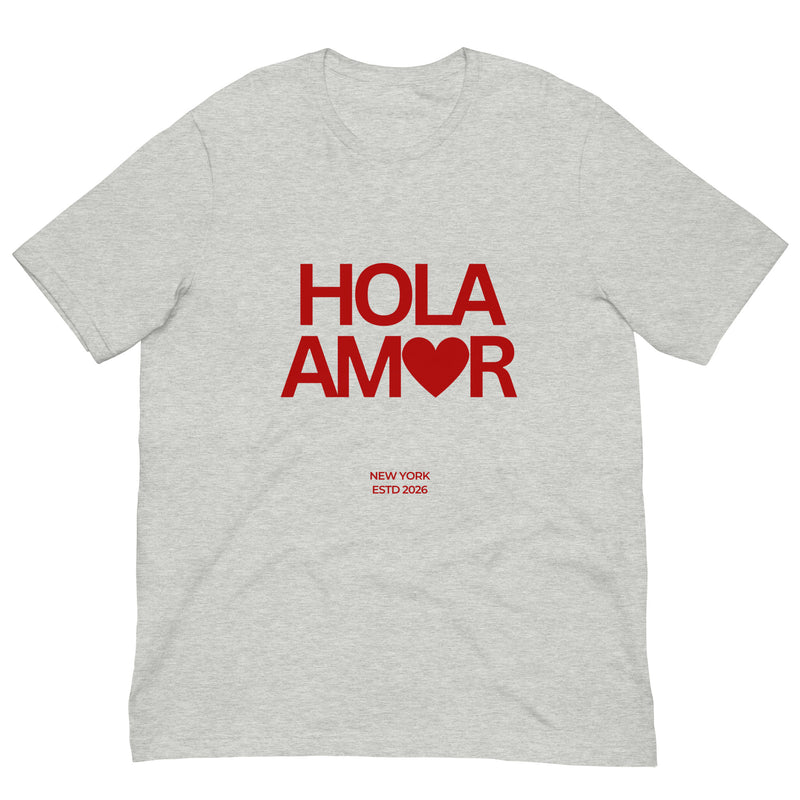 Hola Amor N.º 1 Gris y rosa Camiseta unisex